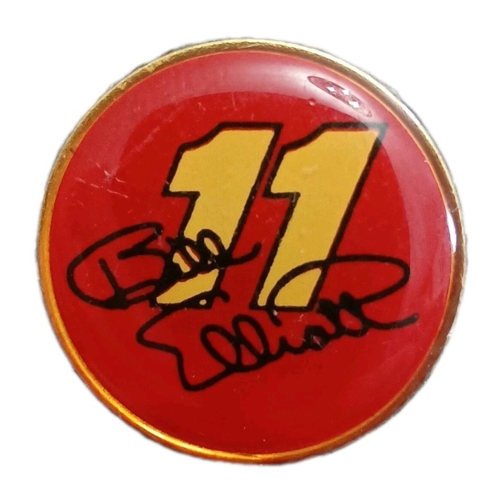 Vintage Bill Elliot NASCAR Racing #11 Enamel Hat Lapel Pin Pinback Red Yellow